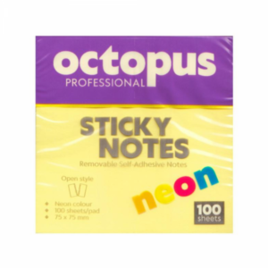 Samolepljivi blokčići 75×75 Octopus neon žuti UNL-2042 100lista