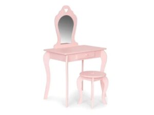 ECO TOYS Veliki drveni sto za šminkanje za devojčice sa ogledalom, Pink 19