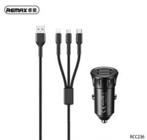 Auto punjac Remax RCC236 2 x USB+ kabl 3u1 lightning/USB-C/USB micro 2.4A 19
