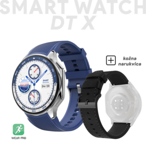 Smart Watch DT watch X srebrni  (kozna+silikonska narukvica)