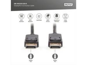 DIGITUS Kabl Display port na Display port 1.2 4K 2m crni