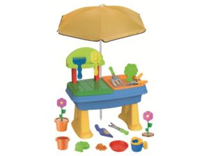 PERTINI Baštenski sto za pesak i vodu sa suncobranom