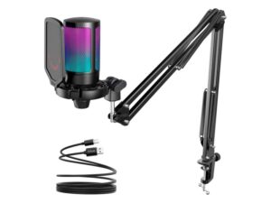 FIFINE A6T USB Gaming RGB mikrofon sa stalkom za montažu, crni