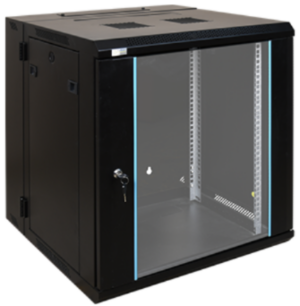 EXO:N Podno stojeci rack ormar sa tockicima, 600mm×450mm×12U, crni