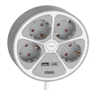 Produžni kabl sa prenaponskom zaštitom sa 4 utičnice MAX MPS-04UG-3M/3m/USB portovi