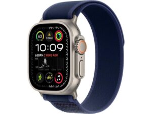 APPLE Watch Ultra2 v2 Cellular 49mm Natural Titanium Case with Blue Trail Loop – M/L (mx4l3se/a)