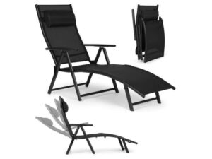 MultiGarden Sklopiva baštenska ležaljka za plažu sa podesivim naslonom i čeličnim ramom, Black