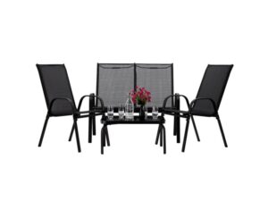 CHOMIK Set baštenskog nameštaja sa stočIćem – crni NEO6397