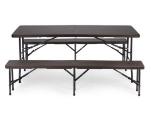 ModernHome Sklopivi set Sto 180cm sa 2 klupe ratan brown
