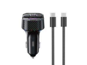 XO XO transmitter FM Bluetooth MP3 auto punjač 30W BLACK + kabl za telefon USB-C – USB-C