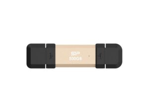 SILICON POWER Prenosni kompaktni eksterni SSD, 500GB, DS72 serija, zlatni (SP500GBUC3S72VPG)