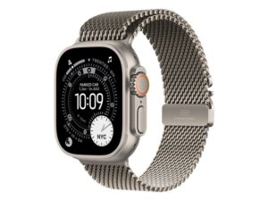 APPLE Watch Ultra 3 Cellular 49mm Natural Titanium Case with Natural Titanium Milanese Loop – Large (mf0e4se/a)