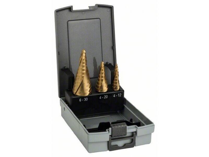 BOSCH 3-delni set stepenastih burgija HSS-TiN 2608587432, 4-12  4-20  6-30 mm