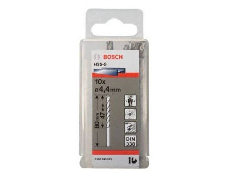BOSCH Burgija za metal HSS-G, DIN 338 4,4 x 47 x 80 mm pakovanje od 10 komada