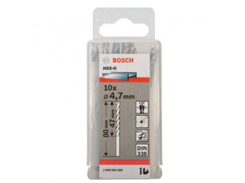 BOSCH Burgija za metal HSS-G, DIN 338 4,7 x 47 x 80 mm pakovanje od 10 komada