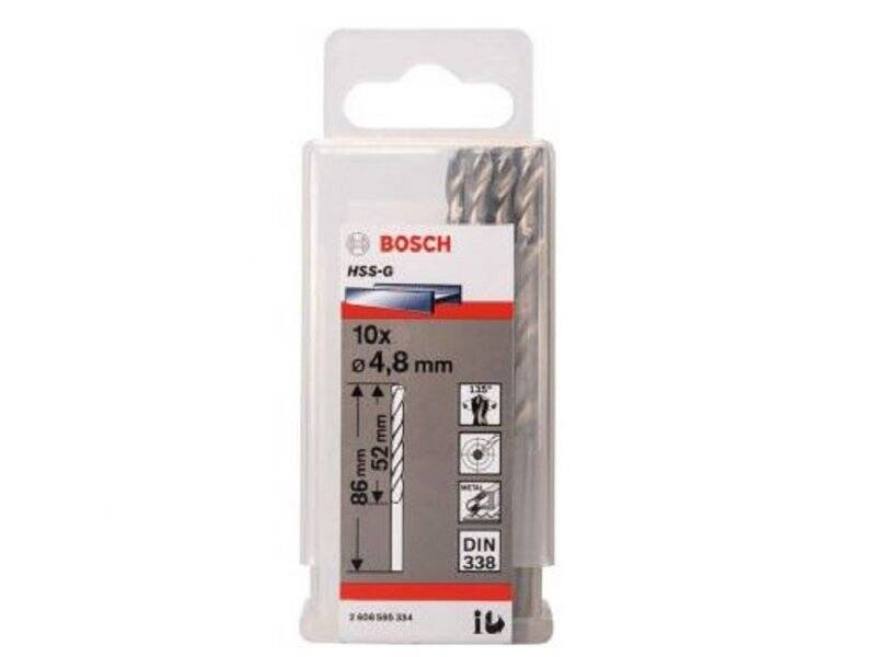 BOSCH Burgija za metal HSS-G, DIN 338 4,8 x 52 x 83 mm pakovanje od 10 komada