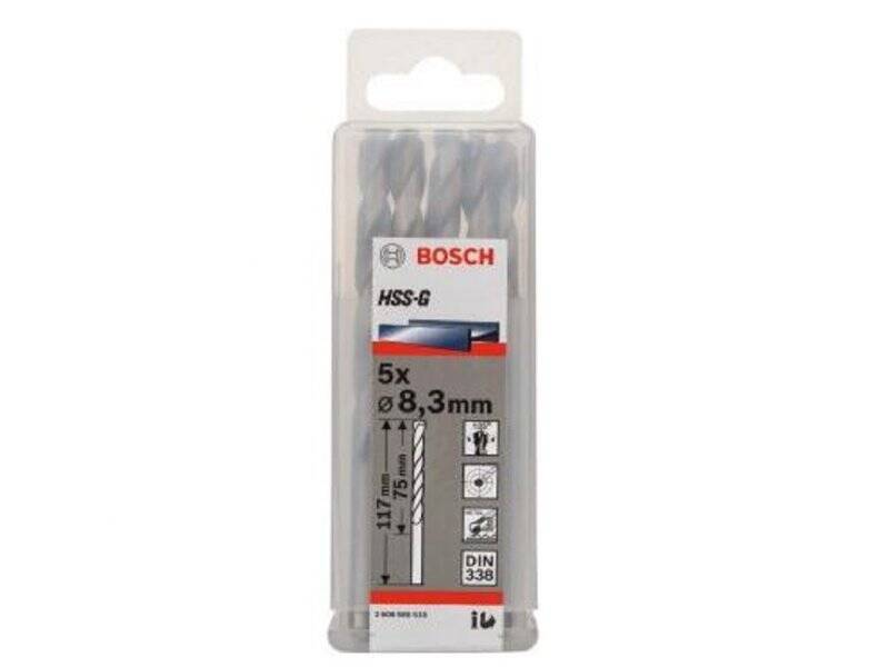 BOSCH Burgija za metal HSS-G, DIN 338 8,3 x 75 x 117 mm pakovanje od 5 komada