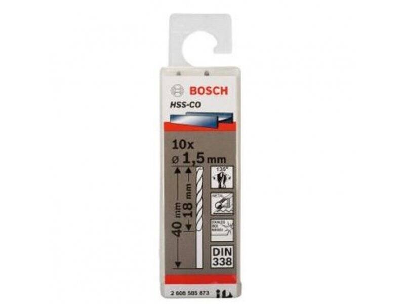 BOSCH Burgija za metal HSS-Co, DIN 338 1,5 x 18 x 40 mm pakovanje od 10 komada