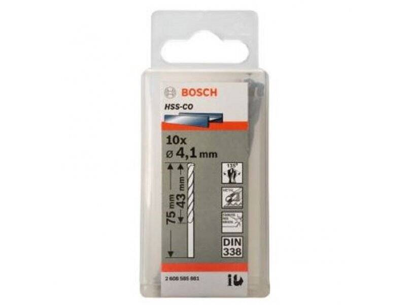 BOSCH Burgija za metal HSS-Co, DIN 338 4,1 x 43 x 75 mm pakovanje od 10 komada