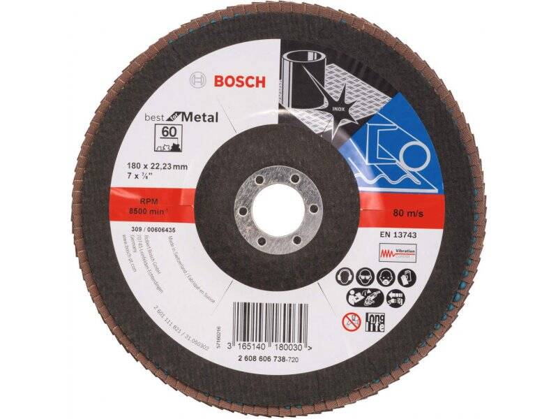 BOSCH Lamelni brusni disk X571, Best for Metal Prečnik 180 mm  granulacija 60, kolenasti – 2608606738