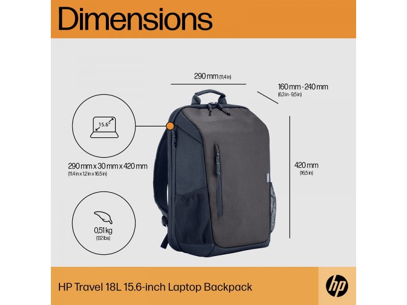 HP Travel ranac, 15.6 inča, 18l, sivi (6H2D9AA)