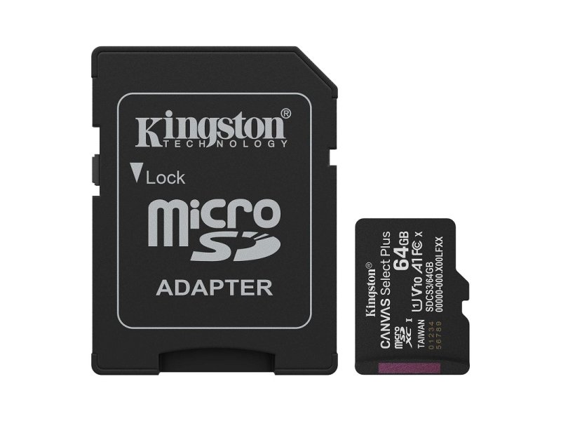 KINGSTON 64GB, MicroSD sa SD adapterom, Canvas Select Plus (SDCS3/64GB)