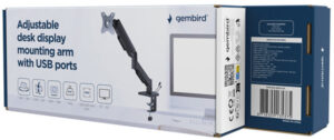 MA-DA1U-01 Gembird Podesivi stoni drzac za monitor sa USB portom, tilt 17-32 max.9kg