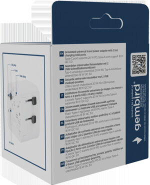 Travel adapter TPA-EU1A1C20-01-W Gembird Univerzalni, sa uzemljenjem 20W 19