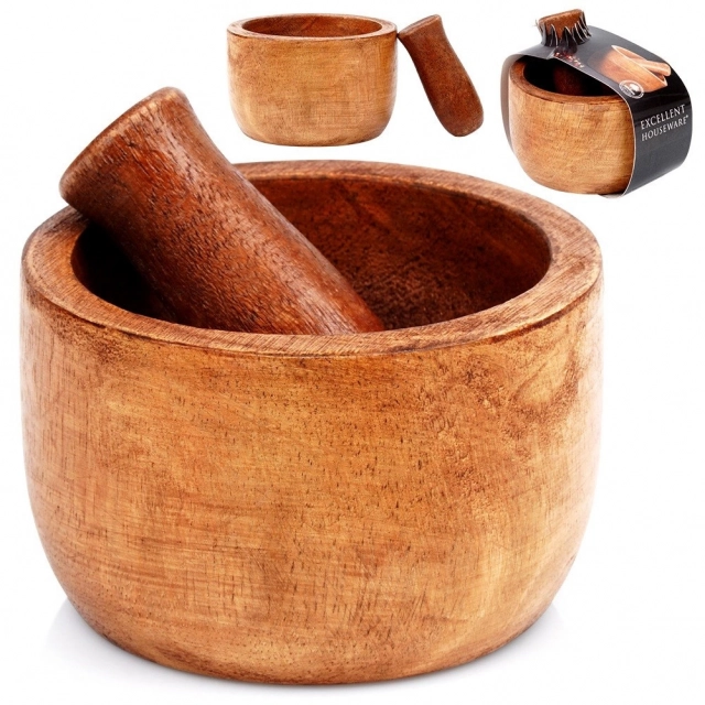 Vilde Excellent Houseware  259691 – Drveni avan sa tučkom , 10×6,5cm