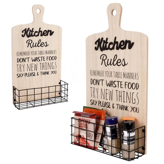 Vilde –  530814 – Kuhinjska polica u obliku daske sa korpom za odlaganje