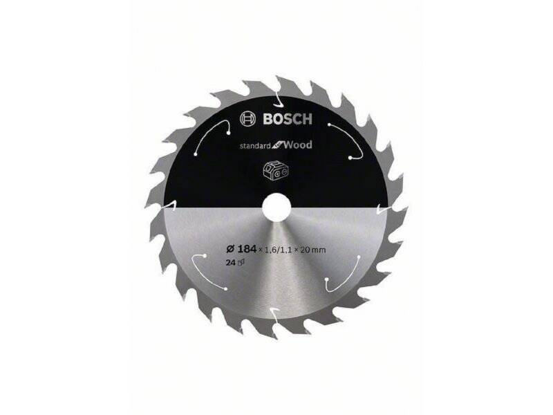 BOSCH Standard for Wood list kružne testere za akumulatorske testere 184×1,6×20 T24 2608837702, 184×1,6×20 T24