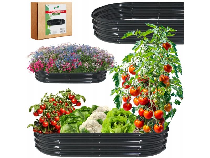 CHOMIK Bastenska zardjinjera za povrce i cvece 120 x 60 x 30 cm, ovalna, antracit