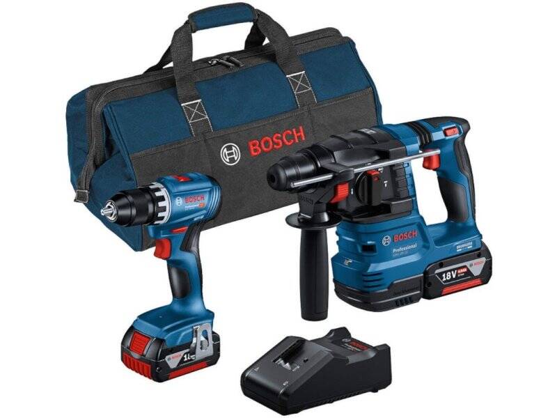 BOSCH plavi alat Akumulatorski set GBH 18V-22 + GSR 18V-45 + 2 x 18V 4,0Ah + torba, 0615A50038