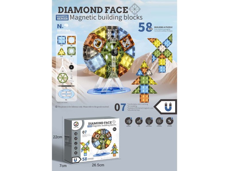 Denis Magnetni blokovi set za sklapanje, panoramski točak, 58 delova