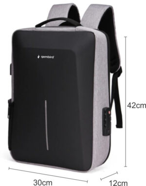 NCC-15-KLB022 Gembird Ranac za laptop 15,6inc 42x30x12cm, USB konektor, brava za zakljucavanje