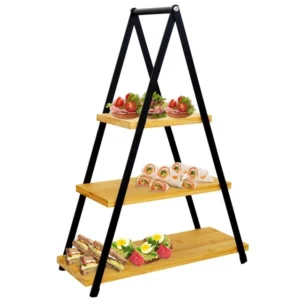 Vilde 139201 – Trospratni stalak za serviranje od bambusa – 38 × 16,5 × 53 cm