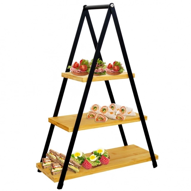 Vilde 139201 – Trospratni stalak za serviranje od bambusa – 38 × 16,5 × 53 cm