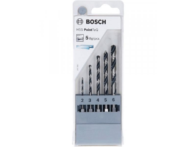 BOSCH HSS spiralna burgija PointTeQ 2,0/3,0/4,0/5,0/6,0 mm sa šestougaonim HEX prihvatom pakovanje od 5 komada – 2607002824