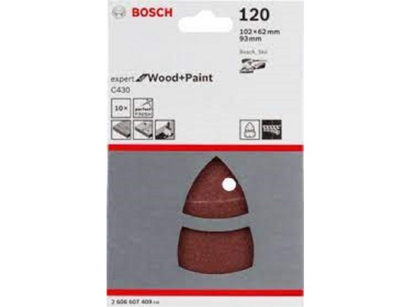 BOSCH 10-delni set brusnih listova C430 102 x 62, 93 mm, 40 pakovanje od 10 komada – 2608607407