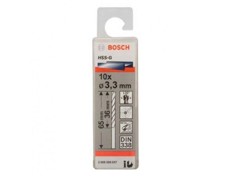 BOSCH Burgija za metal HSS-G, DIN 338 3,3 x 36 x 65 mm pakovanje od 10 komada