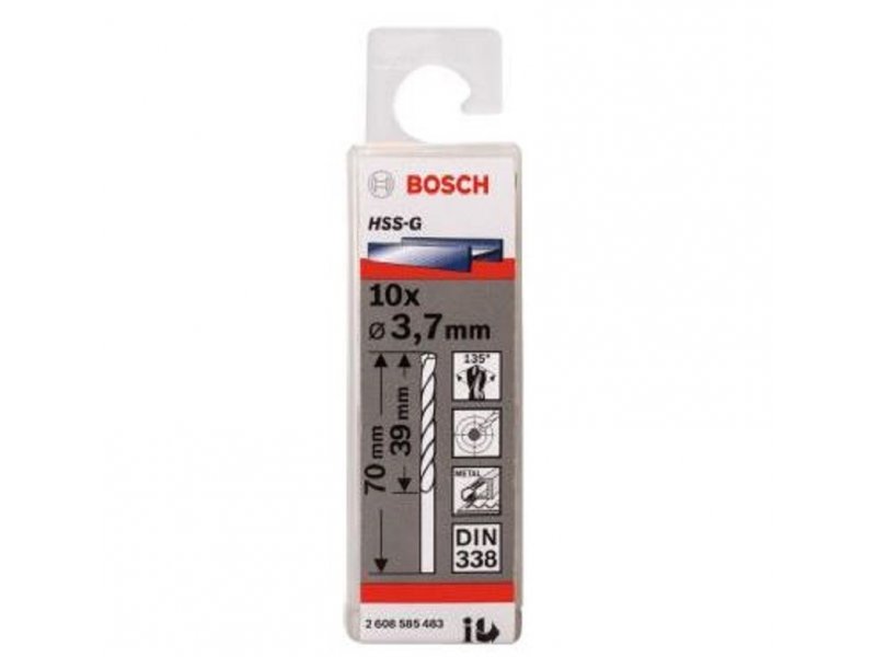 BOSCH Burgija za metal HSS-G, DIN 338 3,7 x 39 x 70 mm pakovanje od 10 komada