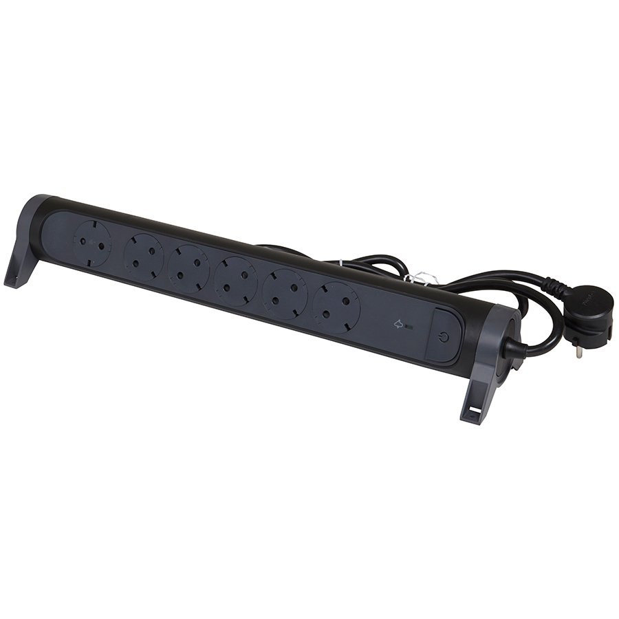 LEGRAND – 694513 Power strip BLACK 6x2P + E with cable 1.5 meters with lightning protection Premium Legrand