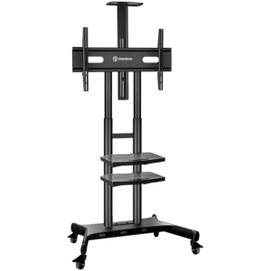 ONKRON Mobile TV Stand for 50-83” TVs with Wheels Shelves Height Adjustable Rolling TV Cart, Black