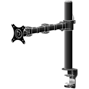 Flexible desk mount for single monitor. Desk mount with clamp or grommet. Monitor size 10~30', VESA 75x75 or 100x100mm