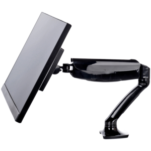 Flexible desk mount for single monitor with height adjustable gas spring. Deskmount with clamp or grommet. Monitor size 10~27', VESA 75x75 or 100x100mm