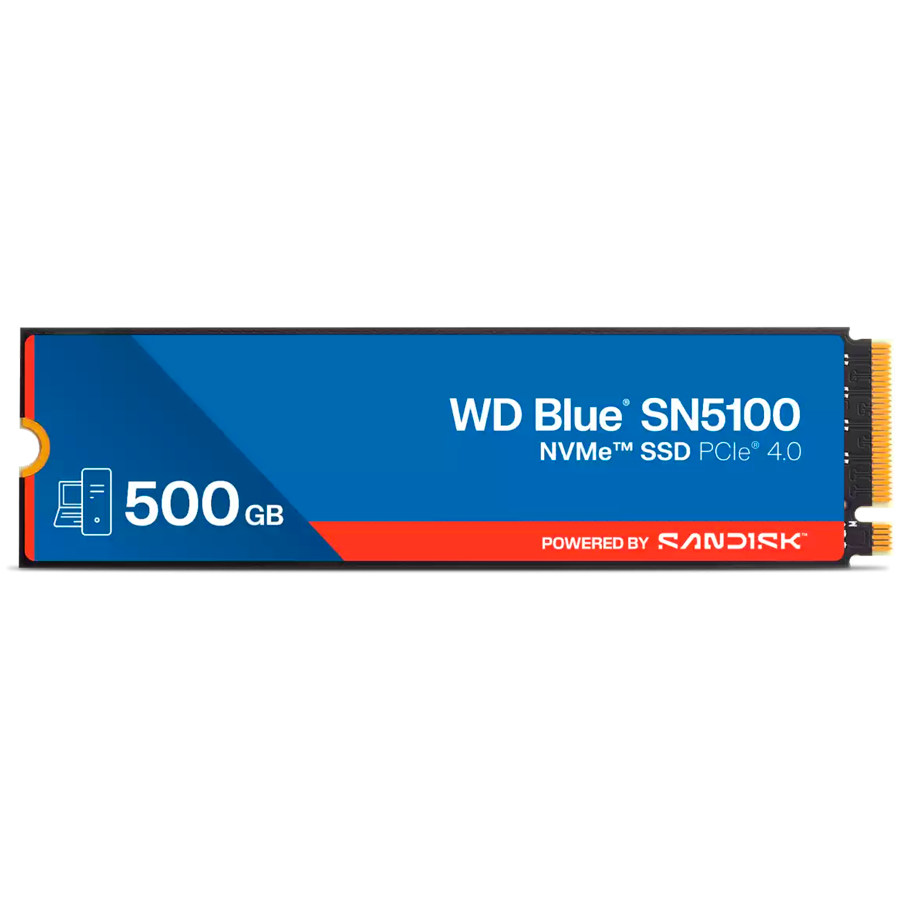 SSD POWERED BY SANDISK WD Blue SN5100 500GB M.2 2280 PCIe Gen4 x4 NVMe QLC 3D, Read/Write: 6600/5600 MBps