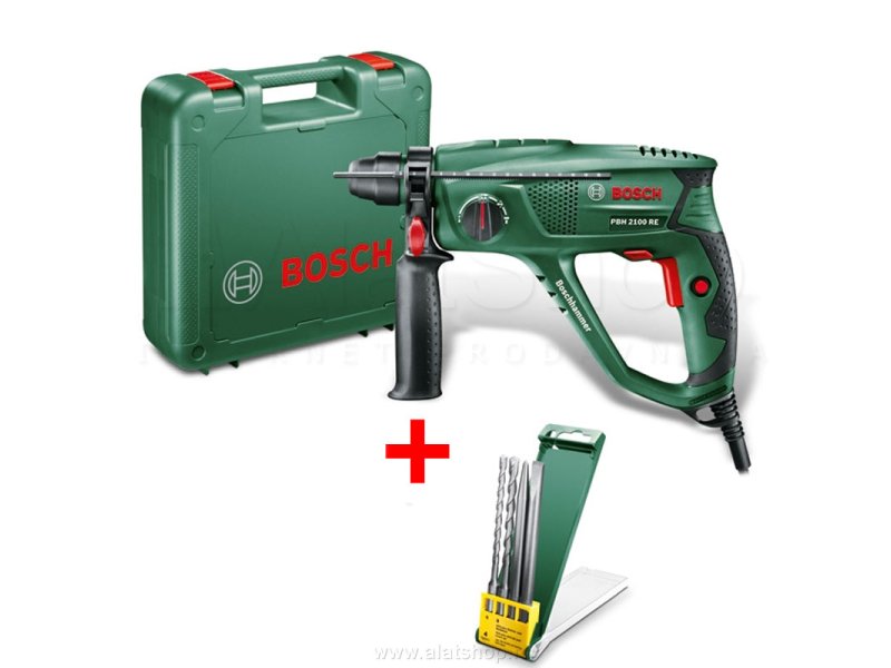 BOSCH zeleni alat Elektro-pneumatski čekić za bušenje PBH 2100 RE + 2 x burgija + 2 x dleto