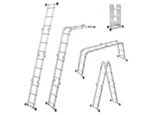 ModernHome Aluminijumske visenamenske merdevine 4x3, sa sarkama, sklopive, nosivost 150 kg, ModernHome
