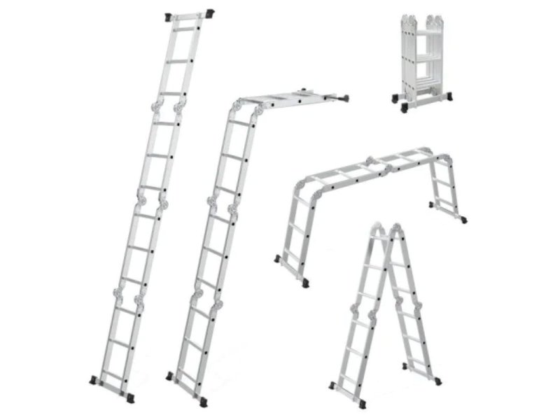 ModernHome Aluminijumske visenamenske merdevine 4×3, sa sarkama, sklopive, nosivost 150 kg, ModernHome