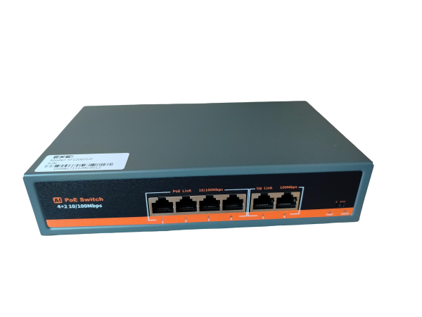 Exelink SF1206TUP switch 4×10/100 Base-TX porta (PoE),2×10/100 Base-TX porta